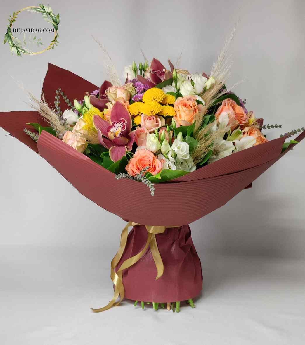 Vegyes virágok orchideával